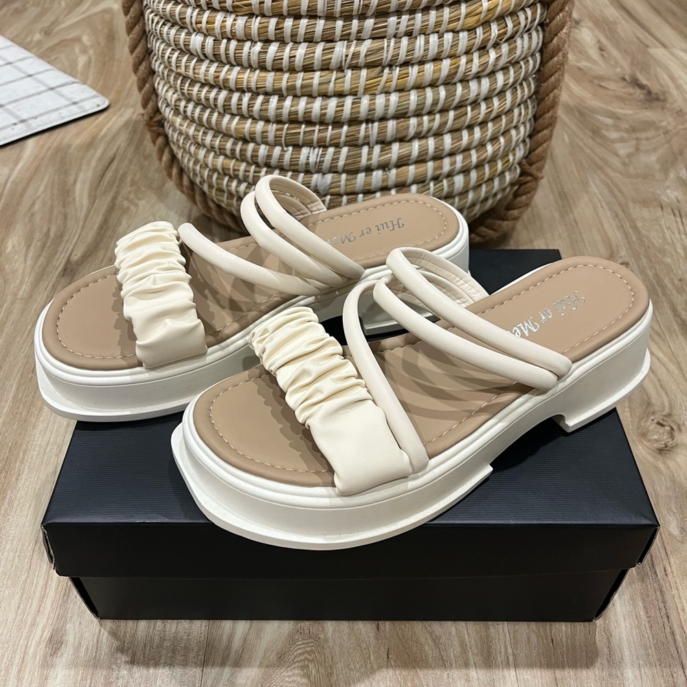 Womens Sandals, Cute Sandals, Chunky Sandals, White Sandals